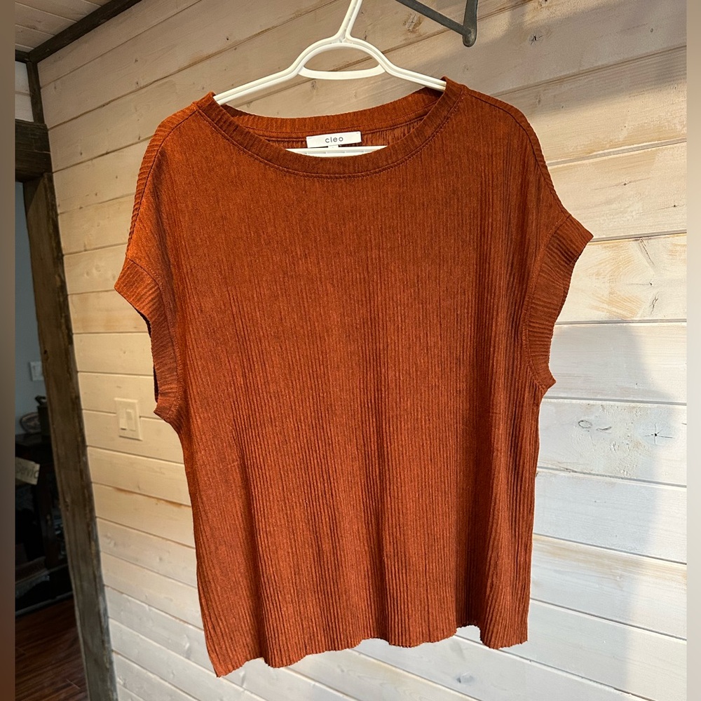 Cleo | Rusty Orange Ribbed Top